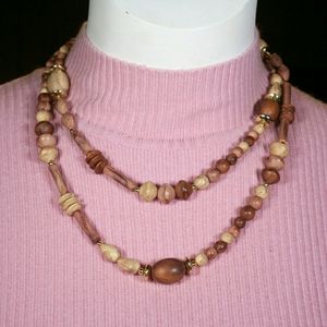 Quality Wooden necklace -double or wear long